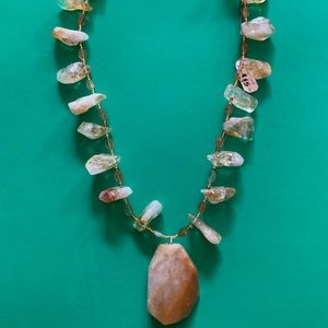 Necklace w/ crystals and pendant 16-18in